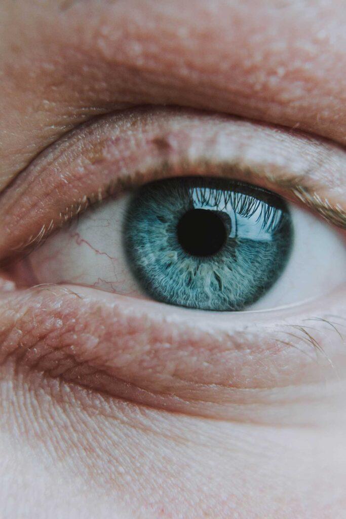 Close up of a blue eye representing Eyelid Skin Cancer Surgery