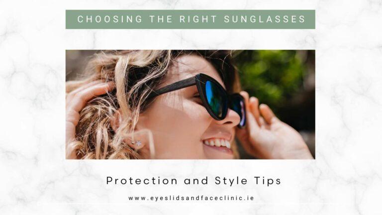 image for blog about choosing the right sunglasses, woman smiling with sunglasses